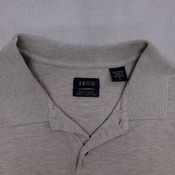 IZOD Short Sleeve Pullover Polo Shirt Adult Mens Size Large L Gray - Picture 2 of 8